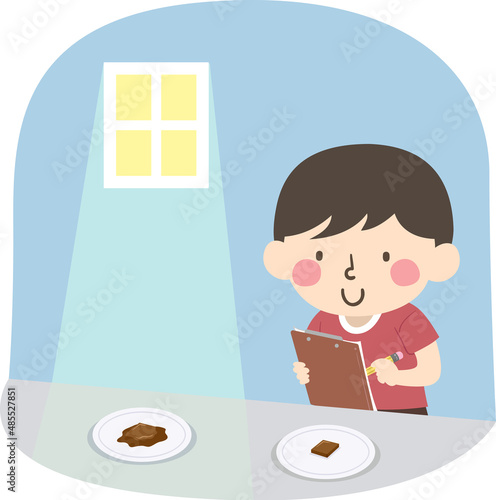 Kid Boy Observe Melting Cho...