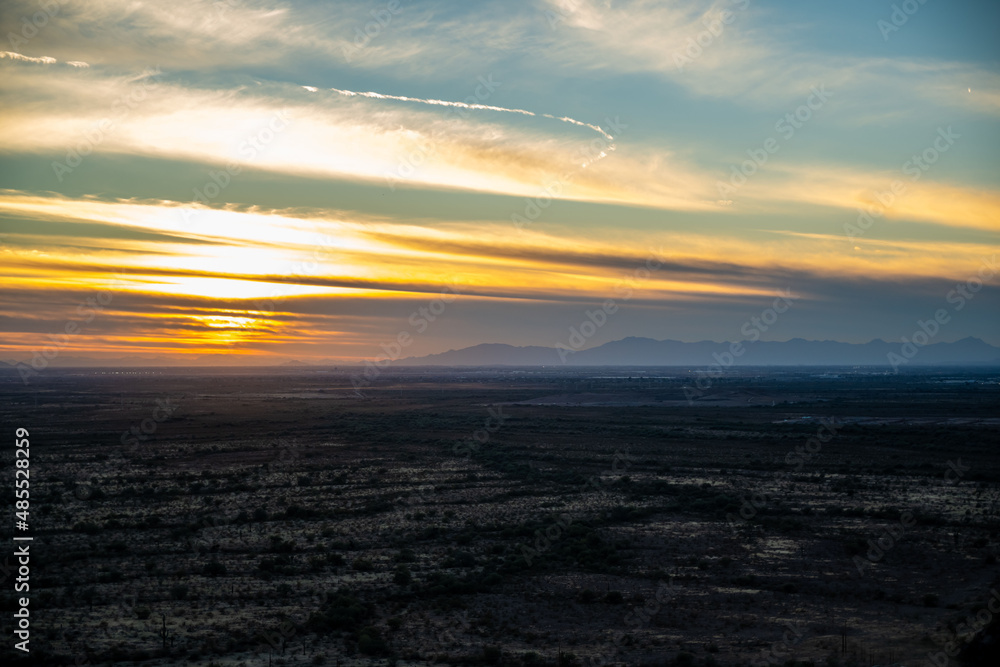 Dramatic vibrant sunset scenery in Apache Junction, Arizona