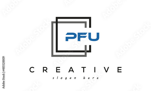 creative Three letters PFU square logo design photo