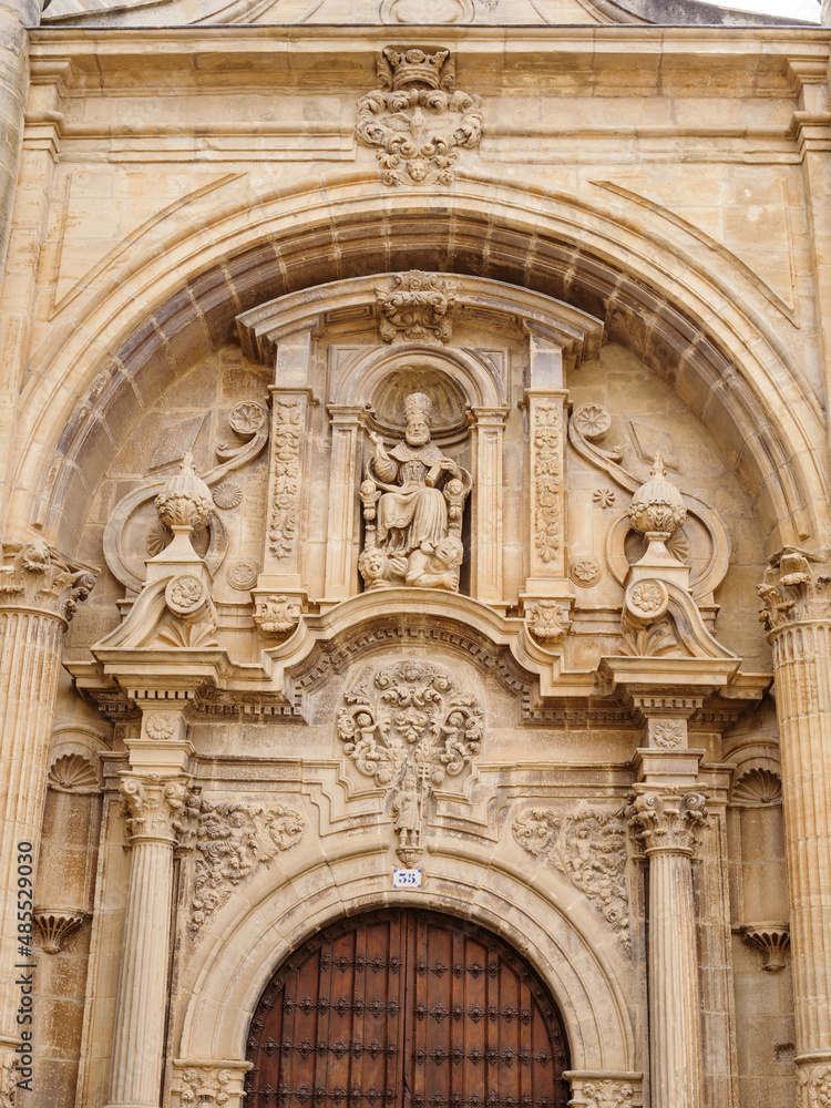 Baroque gate to ruins of Saint Peter church in Viana, Navarre, Spain. 18th century.