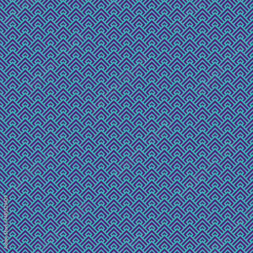 colorful simple vector pixel art turquoise and purple seamless pattern of minimalistic geometric scaly rhombus pattern in japanese style