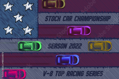 Powerful stock car racing cars in an attempt to overtake each other. 