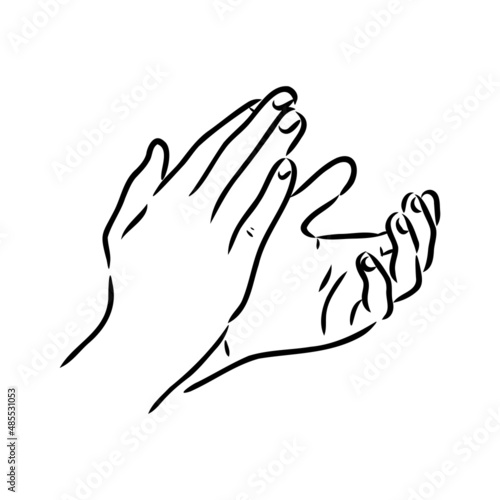 Applause clapping hands engraving vector illustration. Scratch board style imitation. Hand drawn image.
