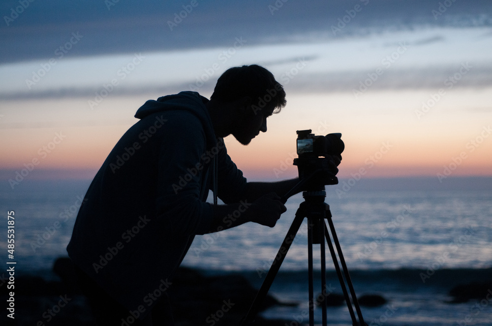silhouette of videographer