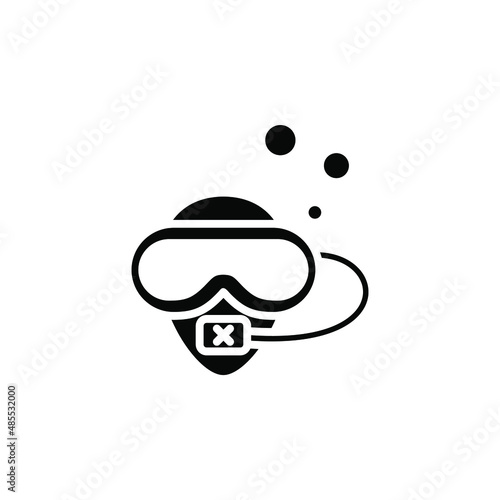 Diving Mask, Snorkel, Swimwear, Snorkelling Solid Icon Vector Illustration Logo Template. Suitable For Many Purposes.