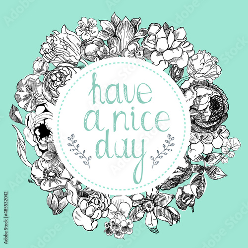 hand drawn vintage floral background with place for text