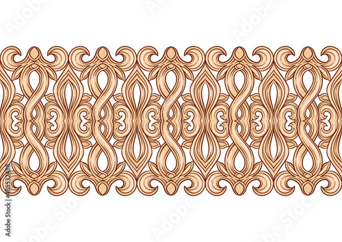 Interlacing abstract ornament in the medieval, romanesque style. Seamless pattern, background. Vector illustration.