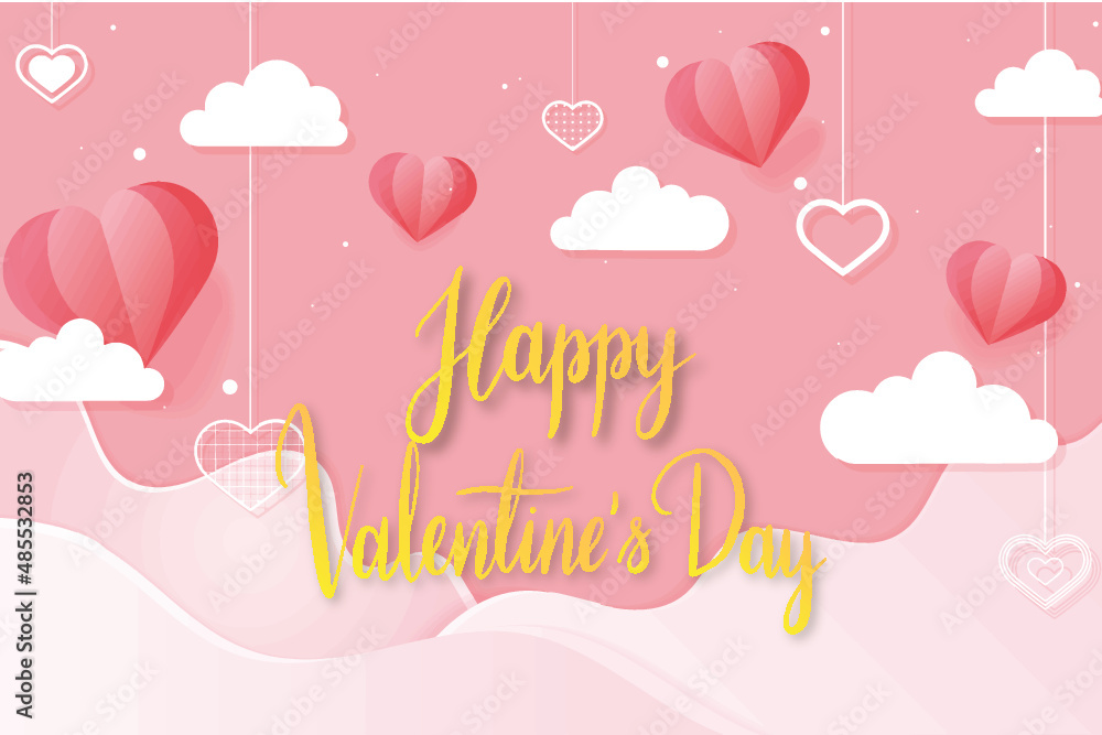 Valentine's Day background with hearts. Banner or greeting card. Romantic background.