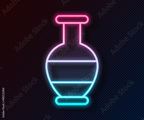 Glowing neon line Ancient amphorae icon isolated on black background. Vector
