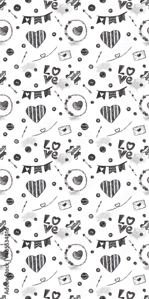 Abstract seamless watercolor heart pattern Abstract seamless watercolor heart pattern