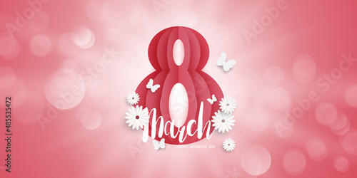 number 8 greeting card for march 8 banner for international women's day