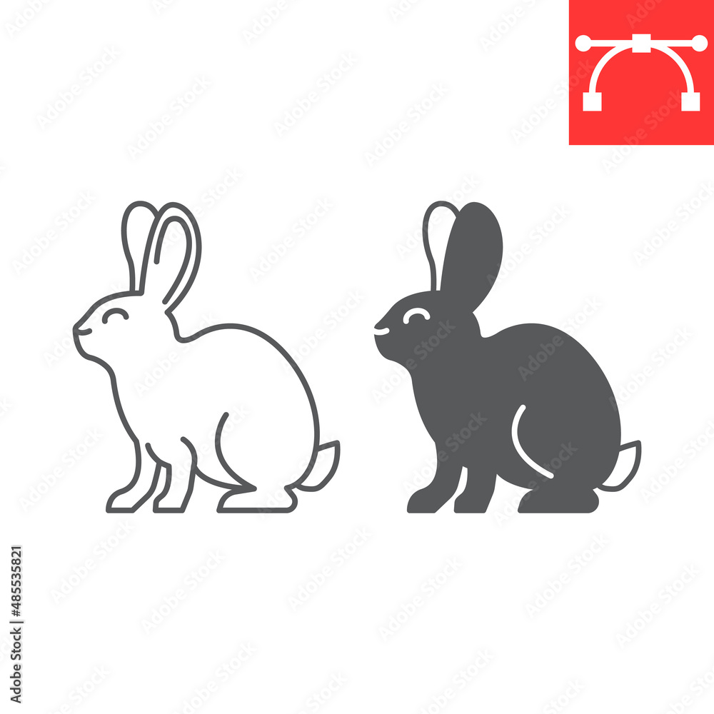 Rabbit line and glyph icon, hare and easter holiday, bunny vector icon, vector graphics, editable stroke outline sign, eps 10. Rabbit line and glyph icon, hare and easter holiday, bunny vector icon, vector graphics, editable stroke outline sign, eps 10.