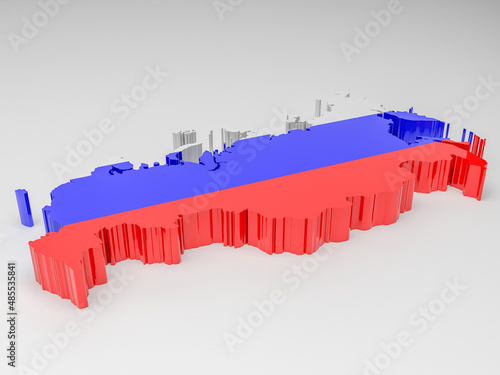Map of Russia with Russian flag