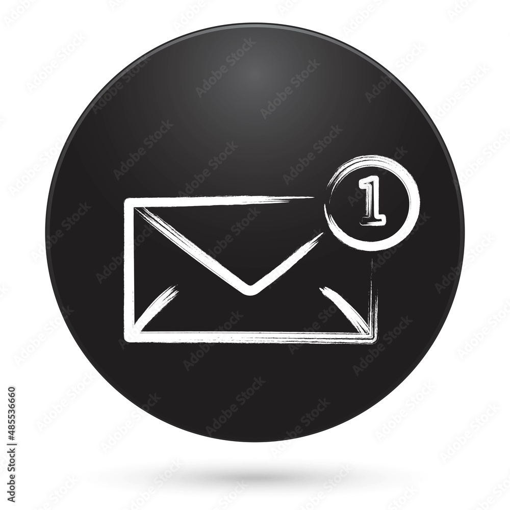 Message icon, black circle button, vector illustration. Message icon, black circle button, vector illustration.