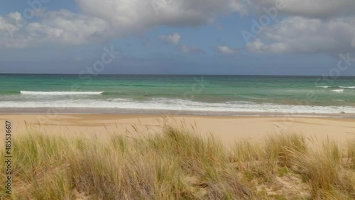 Wallpaper Mural 4K Aerial beach of south Australia with grass in foreground - Drone truck left to right shot Torontodigital.ca