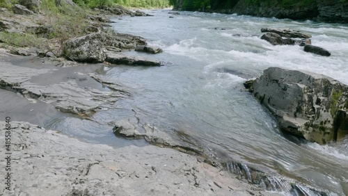 The Caucasus Mountains. Adygeya, Khadzhokhskaya gorge. Belaya river in spring. photo