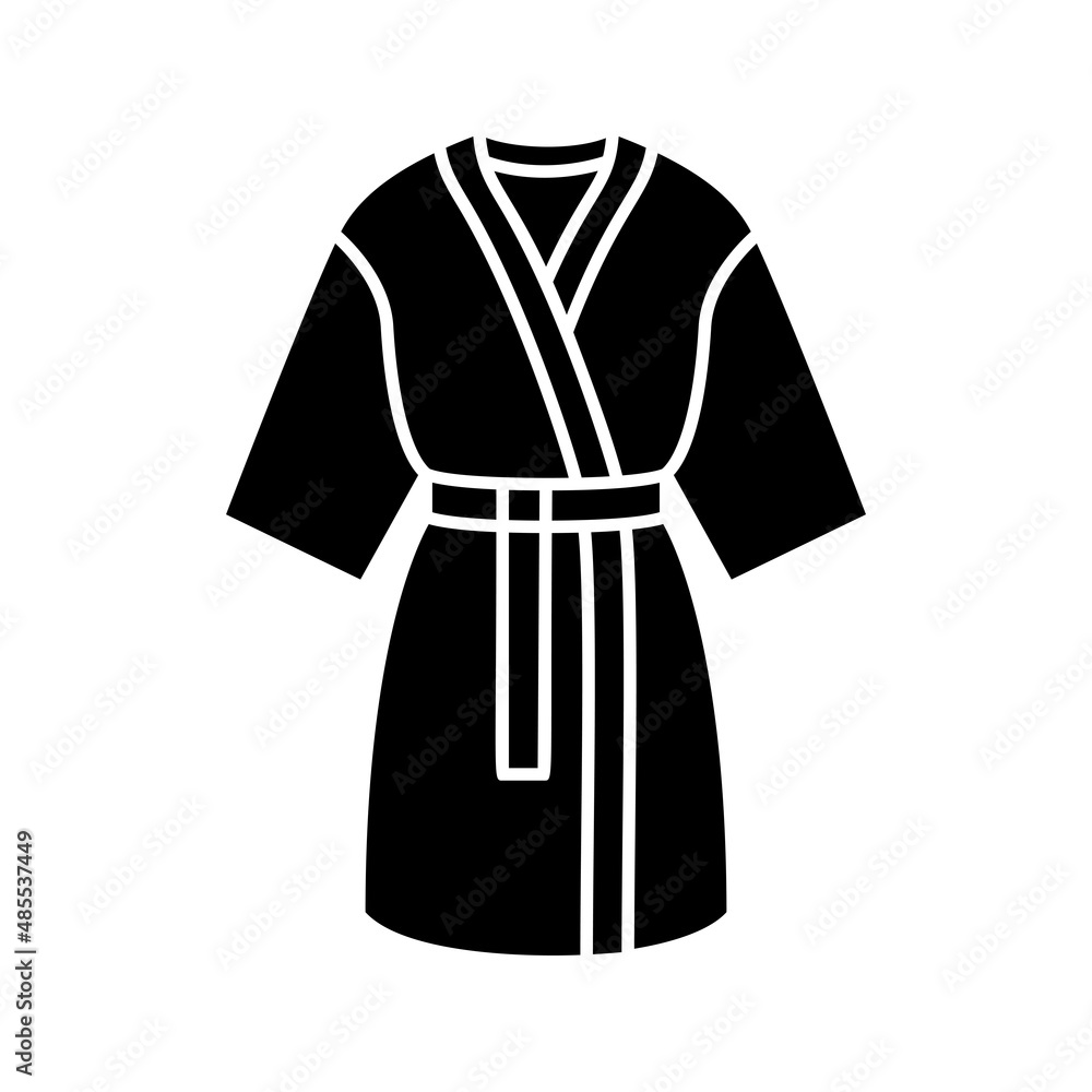 Kimono silk robe black glyph icon isolated. Vector Kimono silk robe black glyph icon isolated. Vector