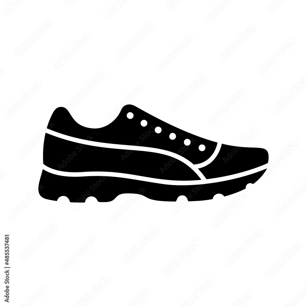 Sneakers black glyph icon isolated. Vector