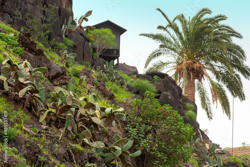 Hut on the hill in the Valle Gran Rey on La Gomera. The valley of the great king, with its beauty and diversity, invites to hike and exploring of the environment