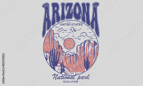 Arizona desert vintage graphic print design for t shirt, poster, sticker and others.