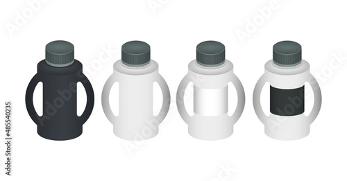 Household chemicals bottles pack cleaning housework liquid domestic fluid cleaner template vector illustration.