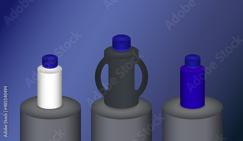 Household chemicals bottles pack cleaning housework liquid domestic fluid cleaner template vector illustration.