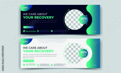Medical Health Facebook Cover Design Vector Template with two different variant