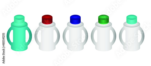 Household chemicals bottles pack cleaning housework liquid domestic fluid cleaner template vector illustration.
