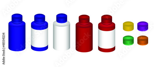 Household chemicals bottles pack cleaning housework liquid domestic fluid cleaner template vector illustration.