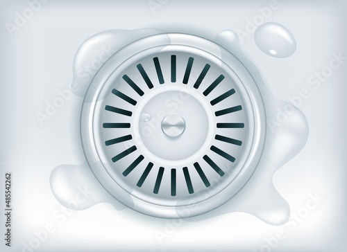 Kitchen drain with water