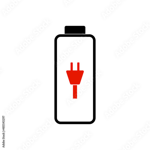 Vector illustration of battery with charge icon.