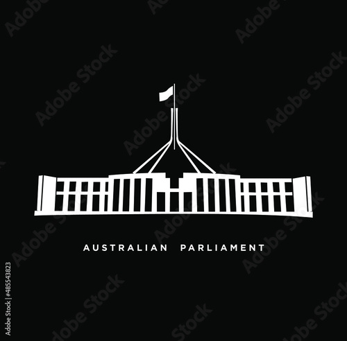 Australian parliament building icon. Australian parliament symbol vector on black background.