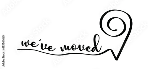 changed address. We have moved or we've moved and we have the key. Pinpoint location symbol. Vector pointer icon or logo.  Moving office or new home.