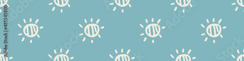 Gender neutral sunshine vector banner . Simple whimsical romantic 2 tone border. Kids nursery wallpaper or scandi all over print. 