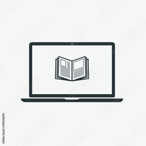 online education, book, laptop vector isolated icon