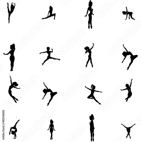 set of posing ballerinas. female silhouette