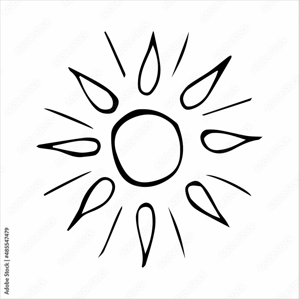 Fototapeta premium abstract hand drawn sun or star in doodle style, single doodle element