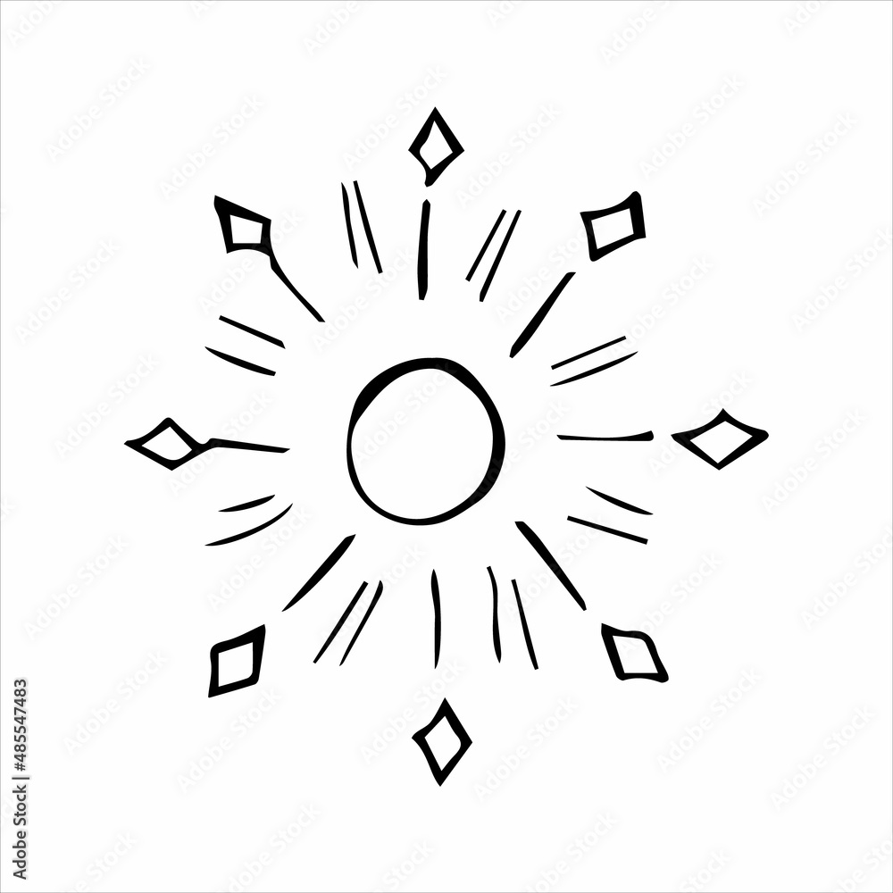 Obraz premium abstract hand drawn sun or star in doodle style, single doodle element