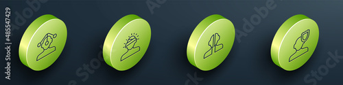 Set Isometric line Hypnosis, Concussion, headache, Bipolar disorder and Psychology icon. Vector