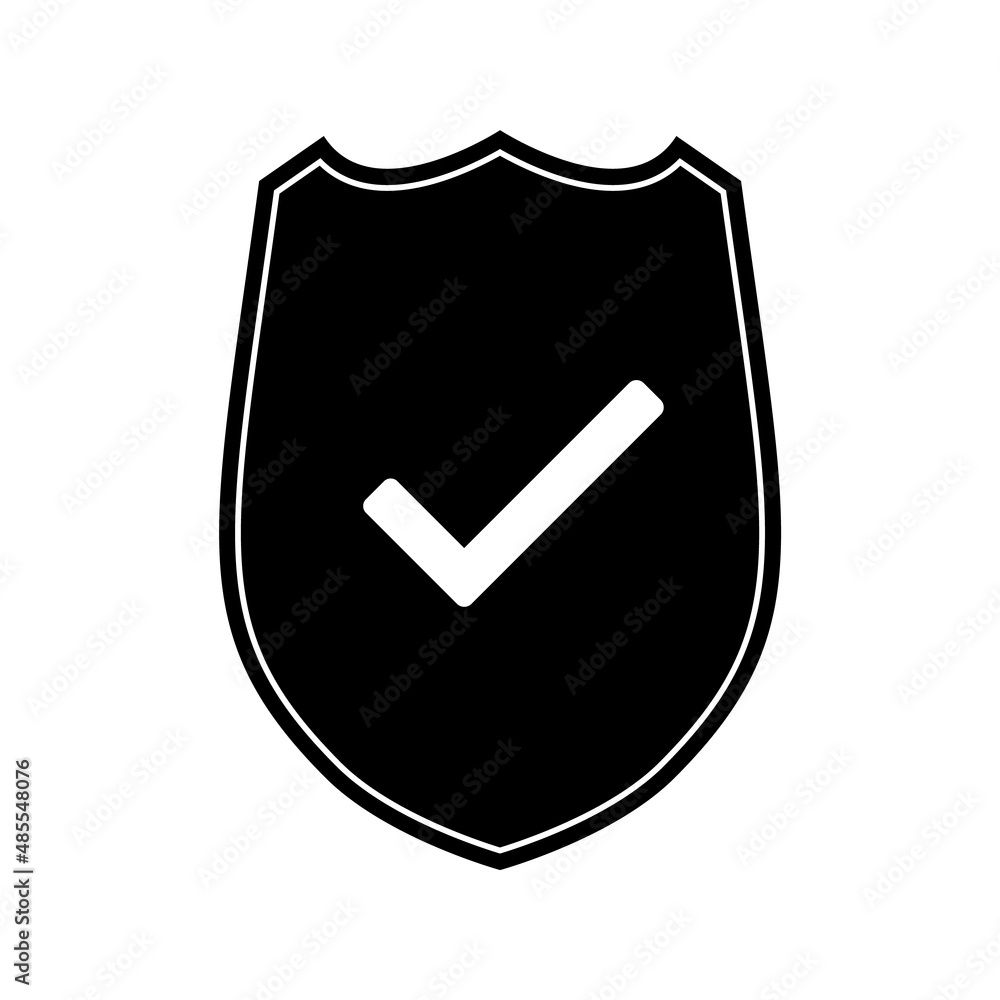 shield icons with check mark on white background	