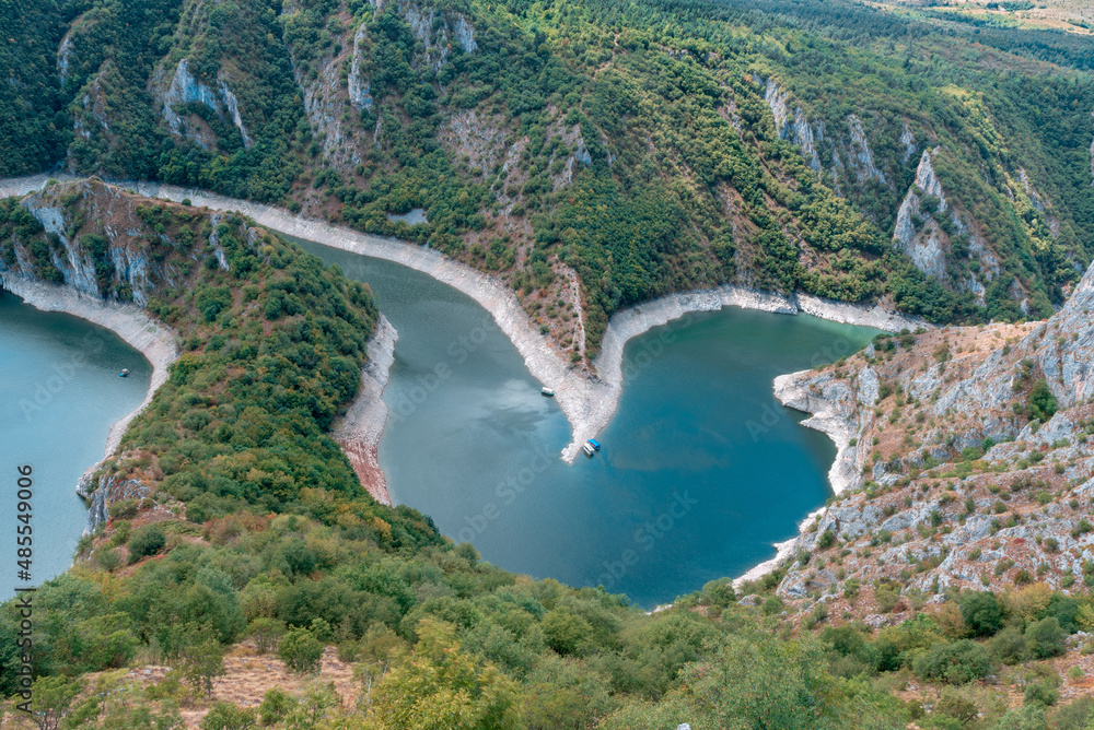 Serbian lake meander Uvac view special natural reserve under the Serbia state's protection and habitat of griffon vultures