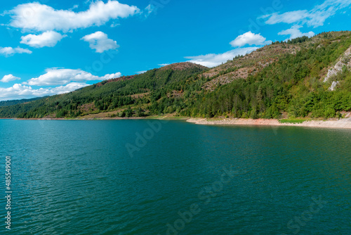 Fototapeta Naklejka Na Ścianę i Meble -  Several mountain and beautiful Uvac lake natural special natural reserve under the Serbia state's protection and habitat of griffon vultures