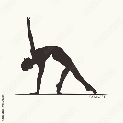 Gymnast. Ballerina.Beautiful set for lifestyle design. Beautiful young girl. Stretching activity. Vector set.