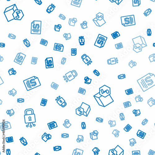 Set line Cyber security, NFT Digital crypto art and Binary code on seamless pattern. Vector