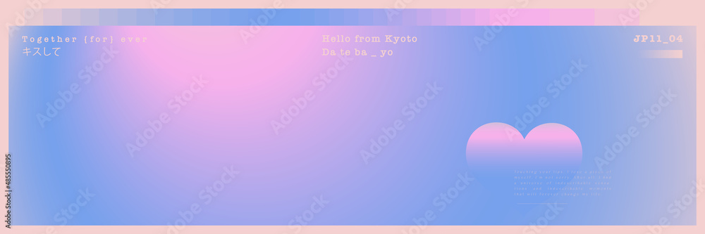vibrant blurred gradient background pattern in modern japanese aesthetic style. Colorful backdrop for valentine day love decoration. Blue and pink abstract vibrant vector cute gradient. Asian design.