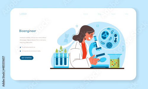 Bioengineering web banner or landing page. Biotechnology, gene