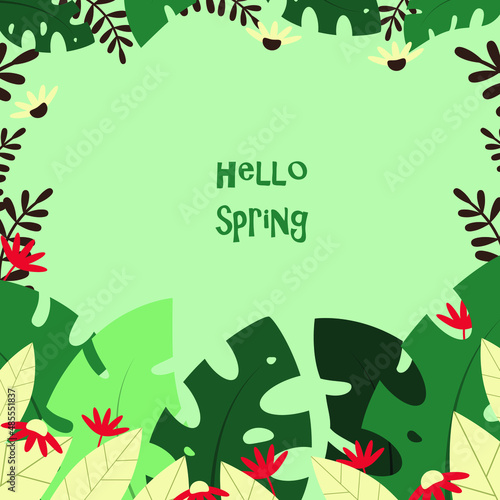 spring colorful design with tropical leaves 