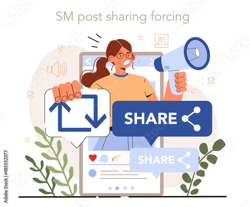 Blog promotion mistake. Social media post sharing active forcing.