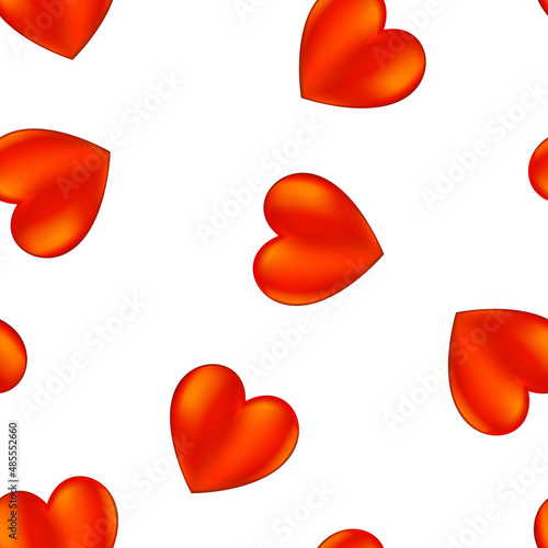 Seamless texture with red hearts. Vector illustration.