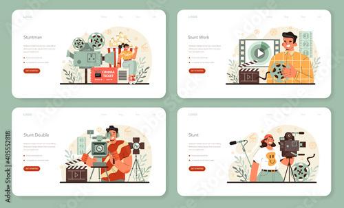 Videographer web banner or landing page set. Video production